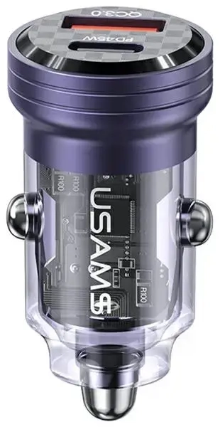 USAMS C35 CC175 automašīnas lādētājs | 45W | USB-A, USB-C | violets