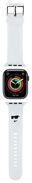 Karl Lagerfeld Pasek KLAWMSLCNH Apple Watch 38|40|41mm biały|white strap 3D Rubber Choupette Heads
