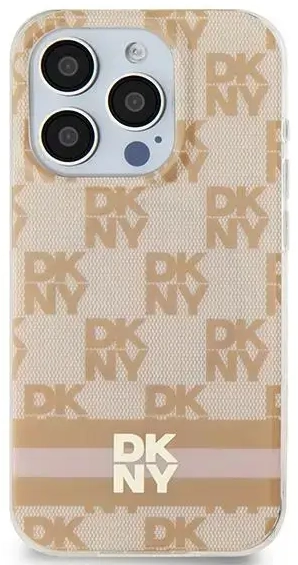 DKNY DKHMN61HCPTSP iPhone 11 | Xr 6.1" różowy|pink hardcase IML Checkered Mono Pattern & Printed Stripes MagSafe