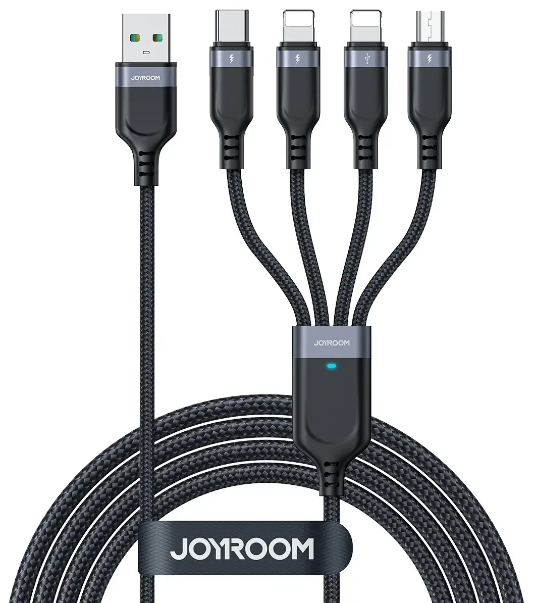 Joyroom Multi-Use Series S-A18 3-in-1 провод для передачи данных и зарядки | USB-A на USB-C, Lightning, Lightning, Micro USB | 3.5A | 1.2m | черный