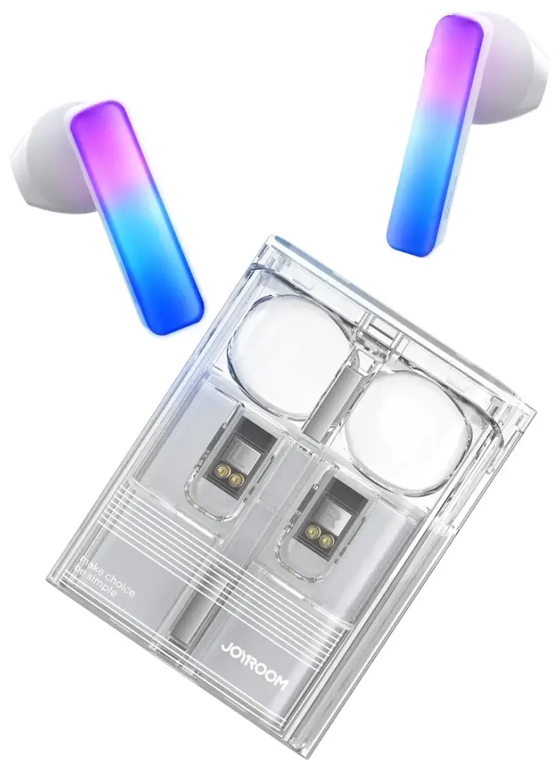 TWS „Joyroom“ JR-TC1 „IceLens Series“ belaidės ausinės su LED lemputėmis – baltos