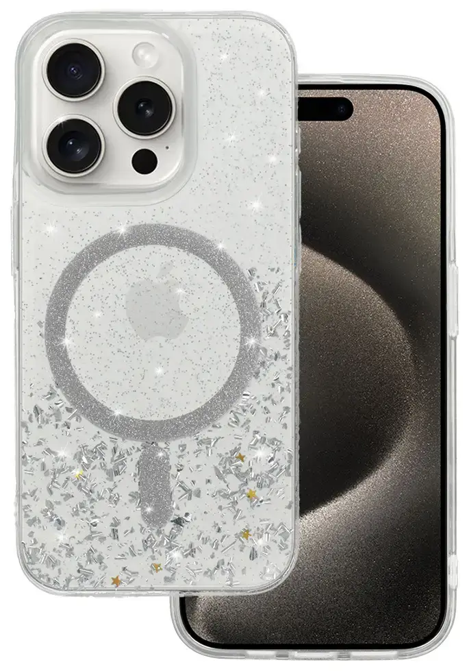 Tel Protect Moonlite phone case with MagSafe support for iPhone 13 Pro Max silver transparent