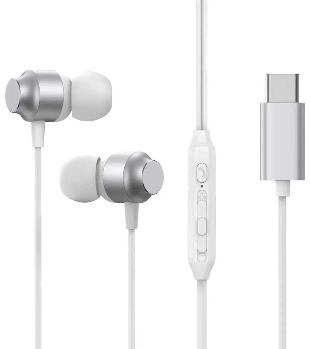 „Joyroom JR-EC06 USB-C“ įstatomos ausinės – sidabrinės