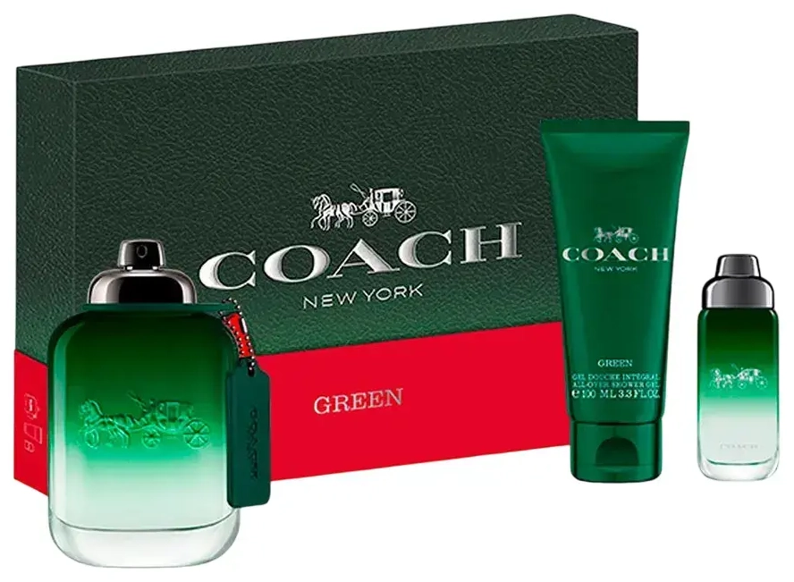 Set Coach: Green, Eau De Toilette, For Men, 100 ml + Green, Eau De Toilette, For Men, 15 ml + Green, Shower Gel, Body, All Skin Types, 100 ml