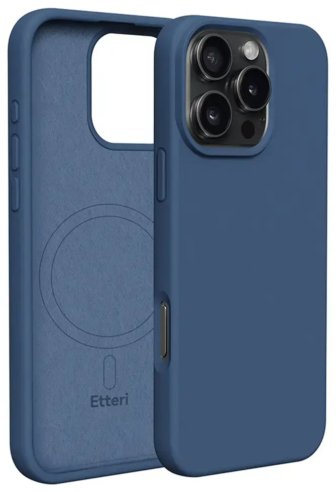 Etteri Silicone telefono dėklas su MagSafe palaikymu iPhone 16 Pro mėlynas