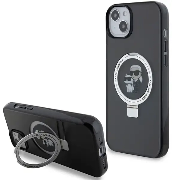 Karl Lagerfeld KLHMP15MHMRSKCK iPhone 15 Plus | 14 Plus 6.7"czarny|black hardcase Ring Stand Karl&Choupettte MagSafe
