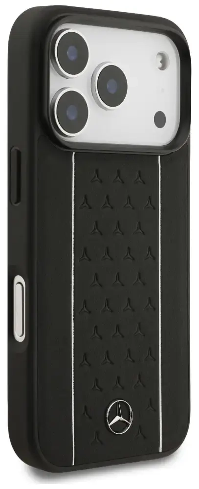 Etui Mercedes Leather Star Pattern        Stripes MagSafe do iPhone 17 Pro czarny