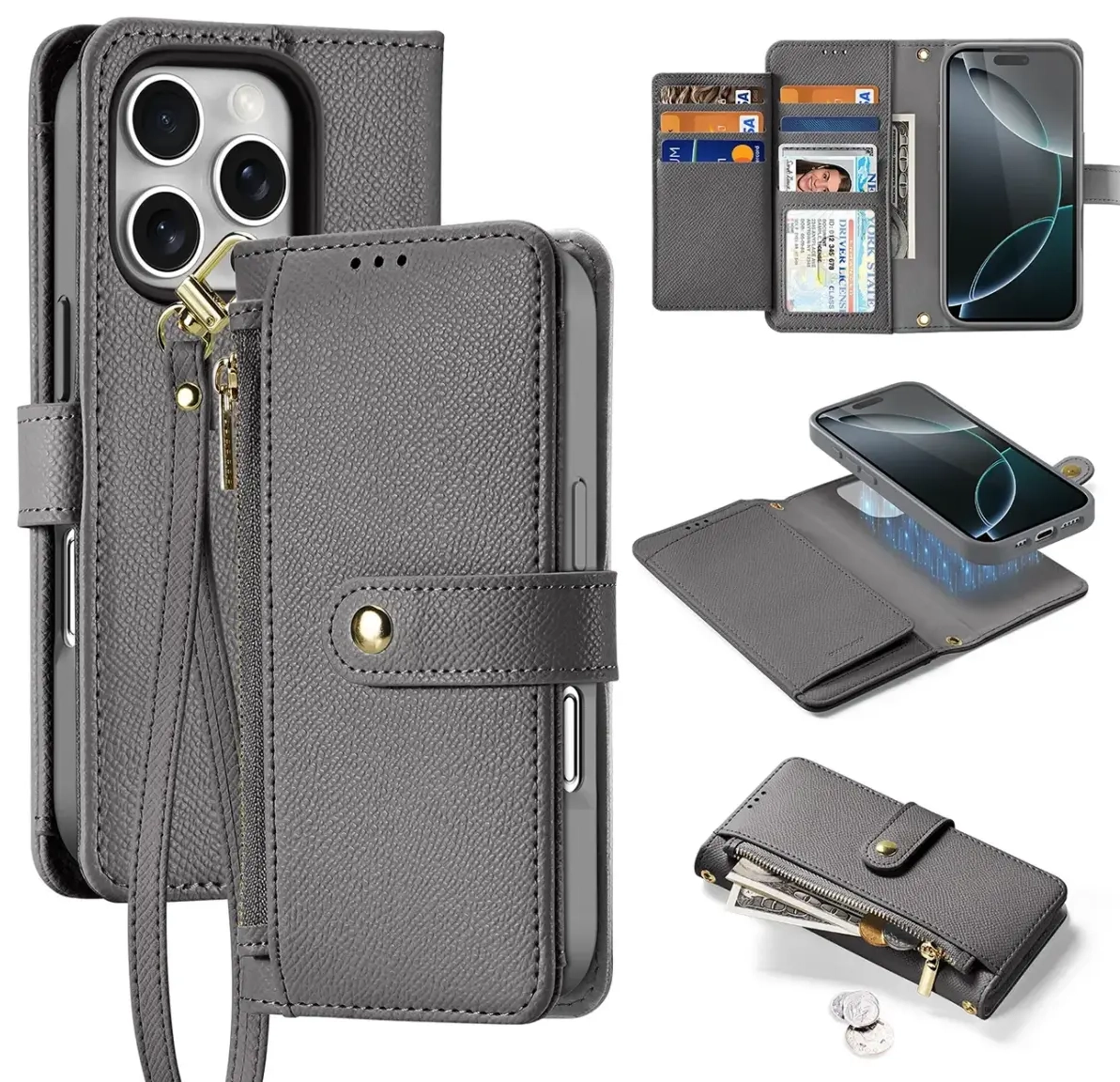 Dux Ducis Lawa Leather Case for iPhone 16 Pro Max Gray