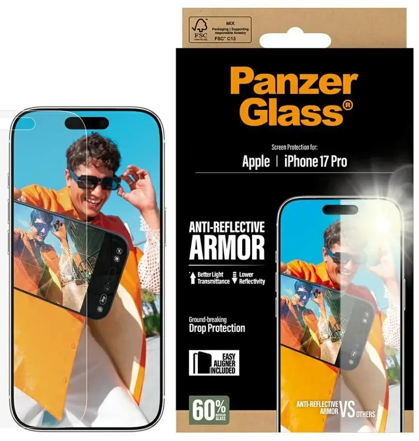 PanzerGlass Armor Anti-Reflective EasyAligner Tempered Glass for iPhone 17 Pro