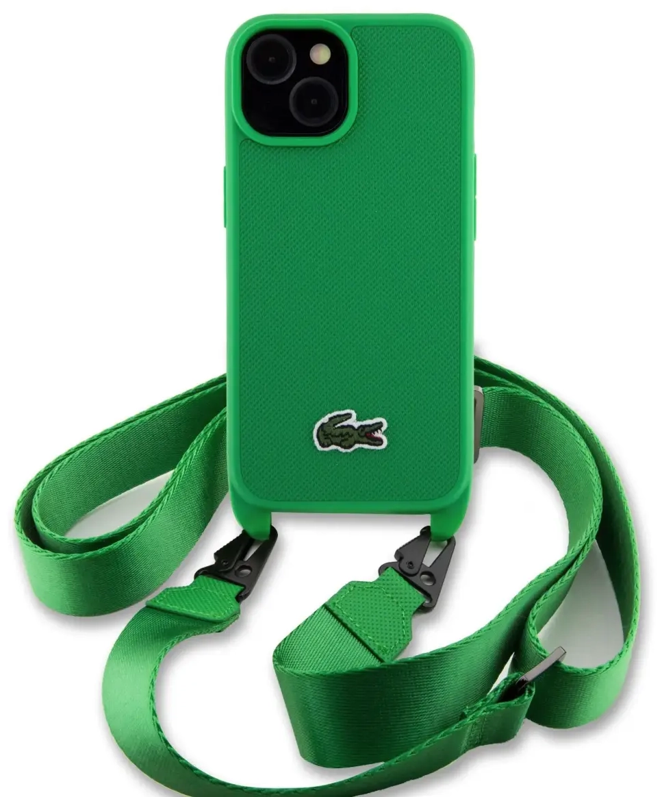 Lacoste Iconic Petit Pique Crossbody Woven Logo maciņš priekš Phone 15 zaļš