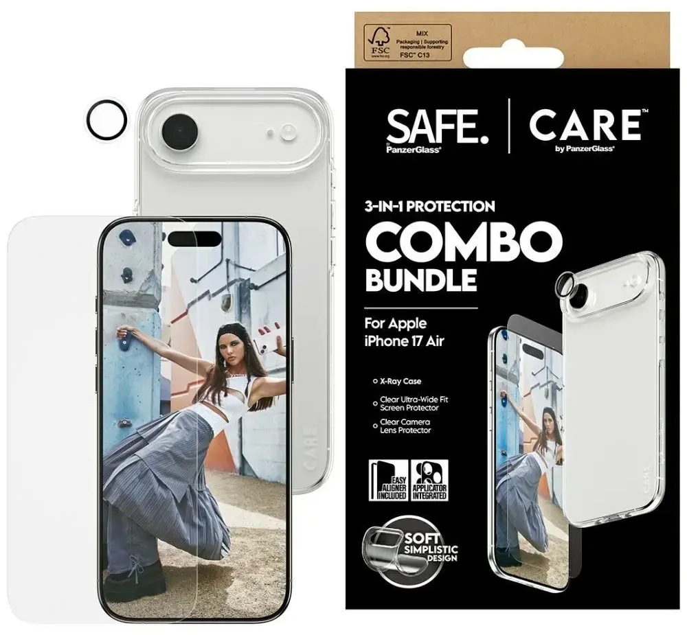 CARE by PanzerGlass Fashionable Combo 3in1 Case + Glass + Lens for iPhone Air