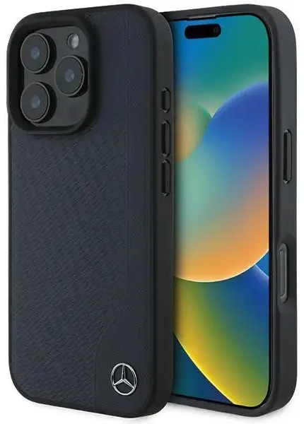 Mercedes MEHMP16X23RBGVV iPhone 16 Pro Max 6.9" granatowy|navy hardcase MB Wood Imitation Leather MagSafe