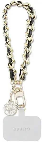 Guess GUOUCHSAMC4K Universal Hand Strap czarny|black Saffiano Chain 4G Charm