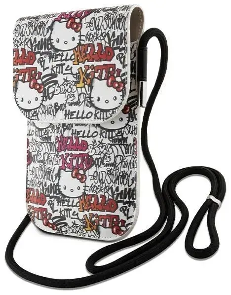 Hello Kitty Leather Tags Graffiti Cord bag - beige