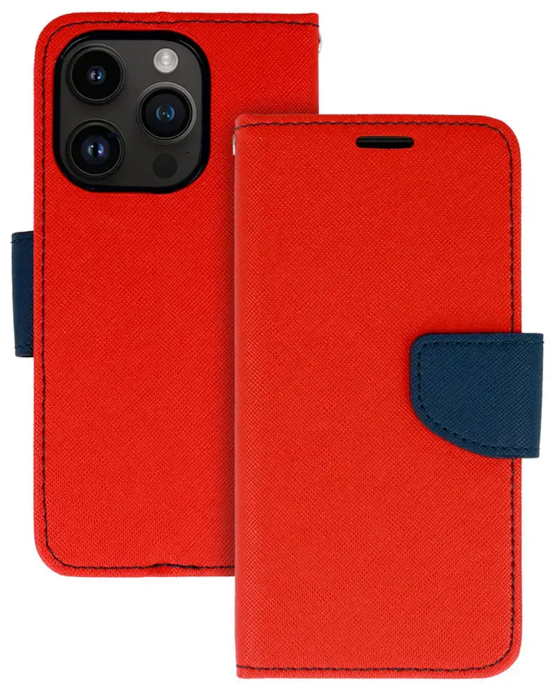 Fancy knyginio tipo telefono dėklas iPhone 12 | iPhone 12 Pro raudonas tamsiai mėlynas