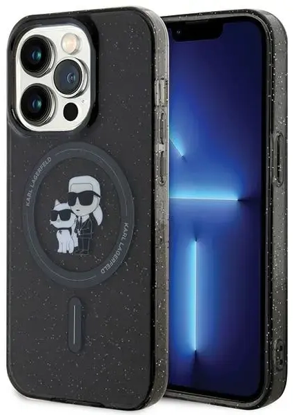 Karl Lagerfeld KLHMP15LHGKCNOK iPhone 15 Pro 6.1" czarny|black hardcase Karl&Choupette Glitter MagSafe