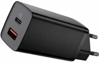 Baseus CCGAN2L-B01 tīkla lādētājs | 65W | GaN, QC3.0 | USB-A, USB-C | melns