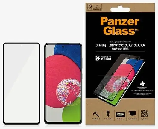 PanzerGlass Ultra-Wide Fit aizsargstikls telefonam Samsung Galaxy A52 | Samsung Galaxy A52 5G | Samsung Galaxy A52s | Samsung Galaxy A53 5G