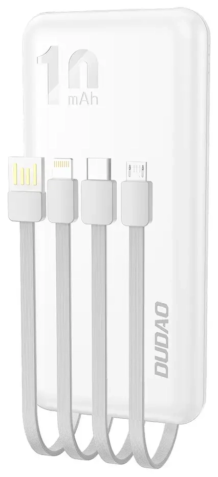 Dudao K6Pro Power Bank | 10,000 mAh | USB-A, USB-C, Lightning | white