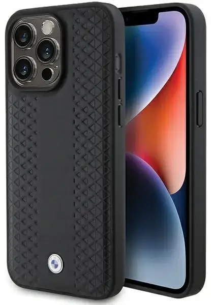 BMW BMHCP15L22RFGK iPhone 15 Pro 6.1"  czarny|black Leather Diamond Pattern