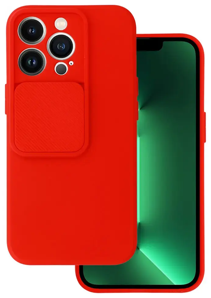 Camshield Soft telefono dėklas iPhone 13 Pro Max raudonas (su kameros apsauga)