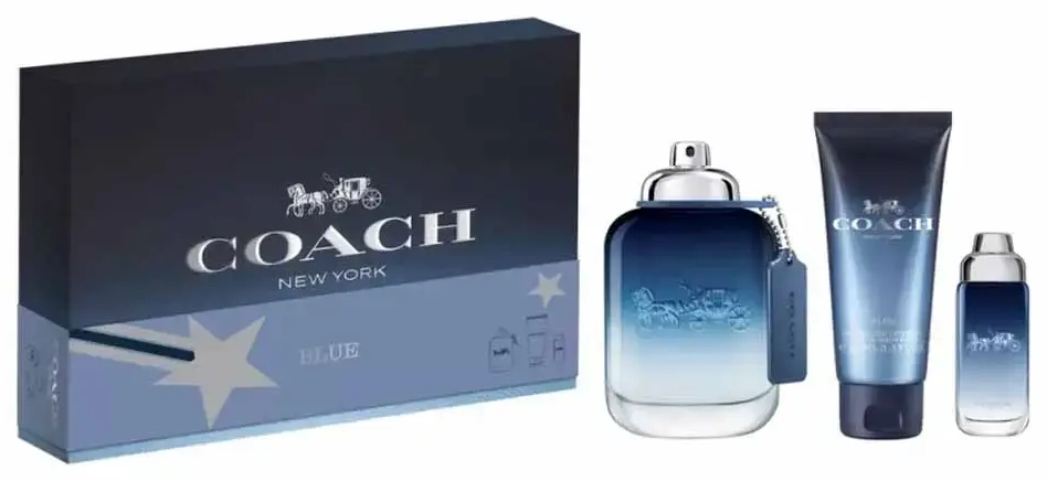 Set Coach: Blue, Eau De Toilette, For Men, 100 ml + Blue, Eau De Toilette, For Men, 15 ml + Blue, Shower Gel, Beard & Hair, 100 ml