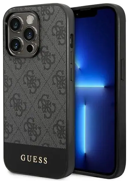 Guess 4G Stripe dėklas iPhone 14 Pro Max, pilkas