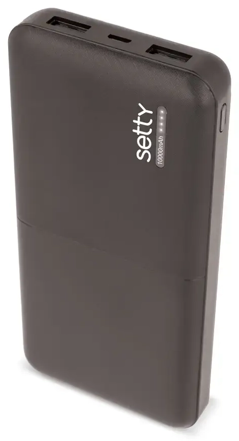 Setty Universal Charger ārējais akumulators (powerbank) | 10 000 mAh | 10.5W | USB-A, Micro USB | melns