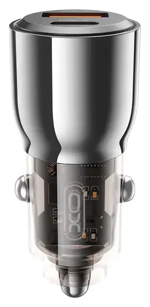 XO CC58 automobilinis įkroviklis | 95W | PD, QC | USB-A, USB-C | pilkas