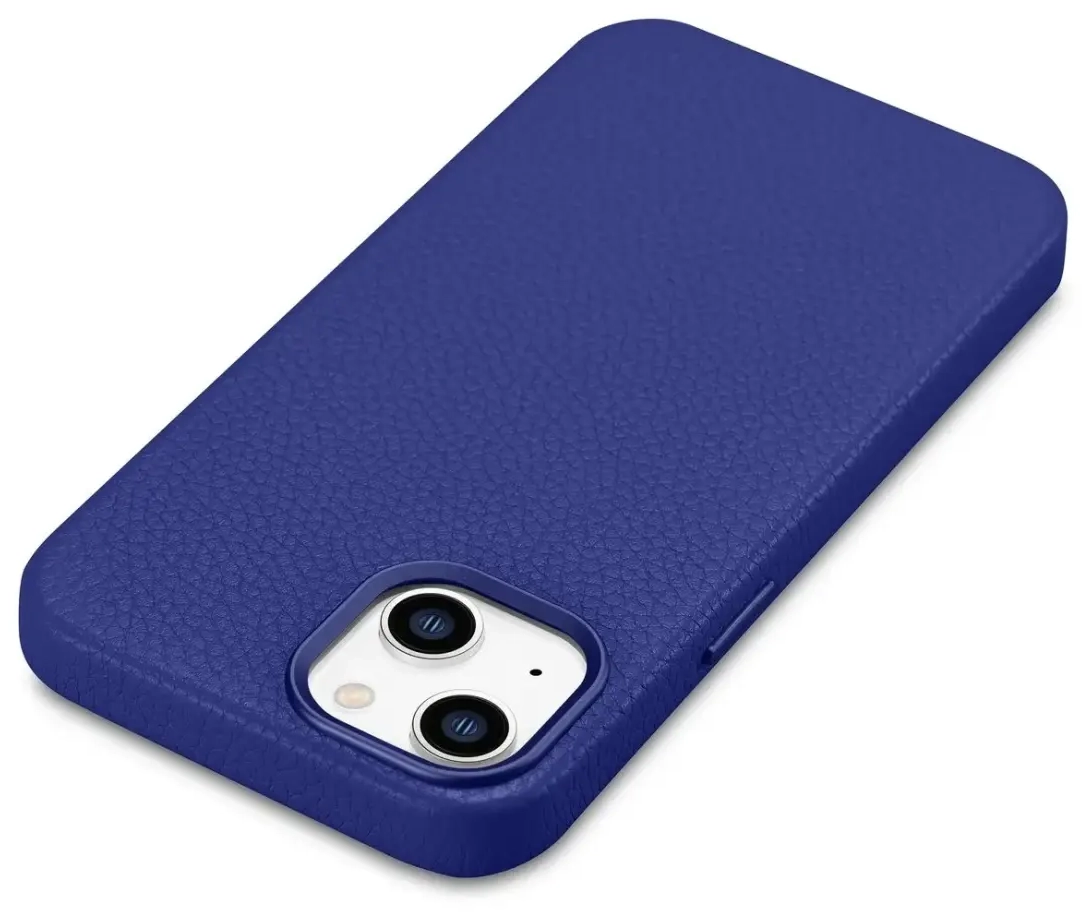 iCarer Litchi Premium Leather Case iPhone 14 Plus Magnetic Leather Case with MagSafe Dark Blue (WMI14220711-DB)