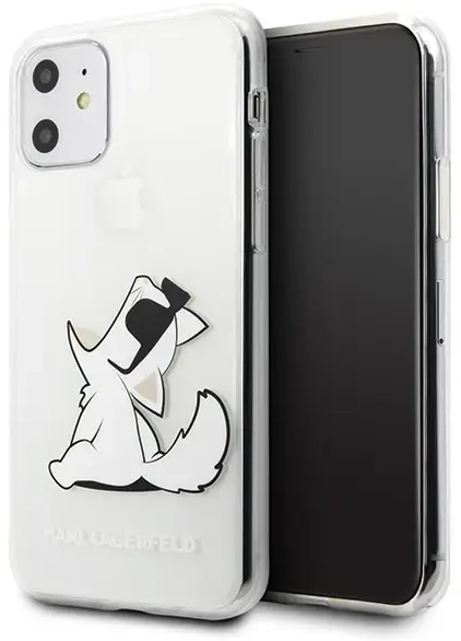 Karl Lagerfeld KLHCN61CFNRC Fun Choupette aizsargapvalks Apple iPhone 11 caurspīdīgs