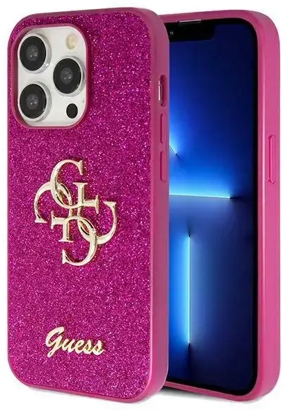 Guess GUHCP15XHG4SGU iPhone 15 Pro Max 6,7" violets cietais maciņš Glitter Script Big 4G