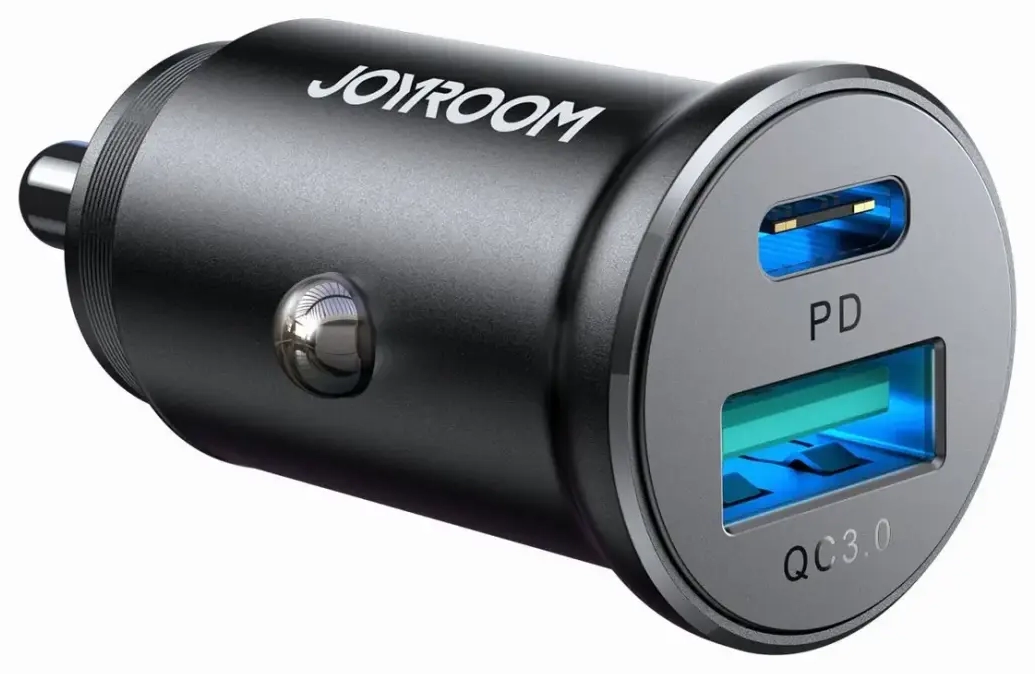 Joyroom JR-CCN05 30W USB-A USB-C мини зарядка для автомобиля - черная | 30W | PD, QC, PPS | USB-A, USB-C | Черная