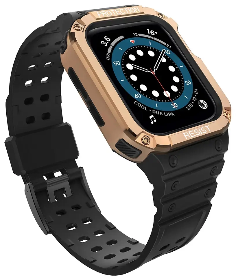Protect Strap Band for Apple Watch 42/44/45mm Armored Case Strap - Black, Rose Gold