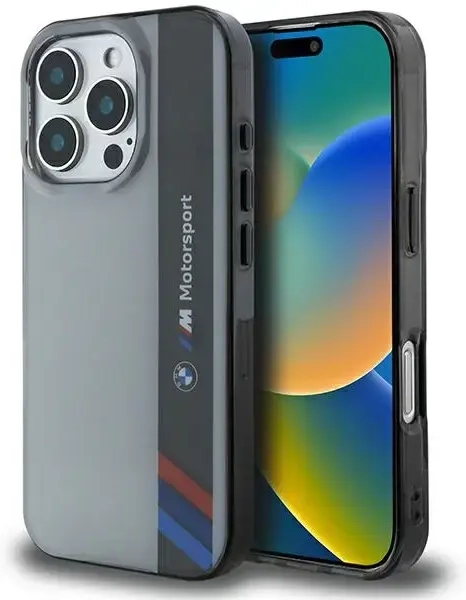 BMW BMHCP16L23HTFEG iPhone 16 Pro 6.3" szary|grey hardcase Motosport IML Vertical Stripe