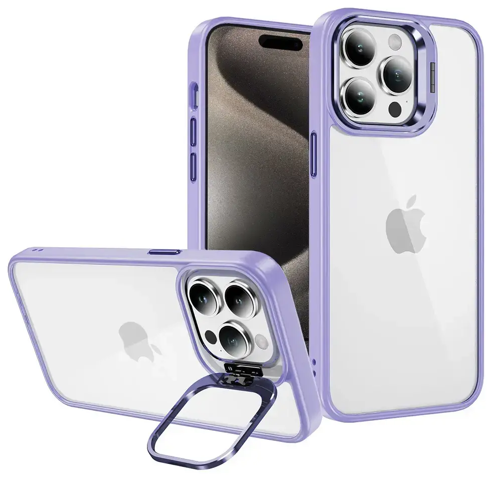 Tel Protect Kickstand maciņš (maciņš + kameras stikls) ar statīvu telefonam iPhone 14 Pro violets