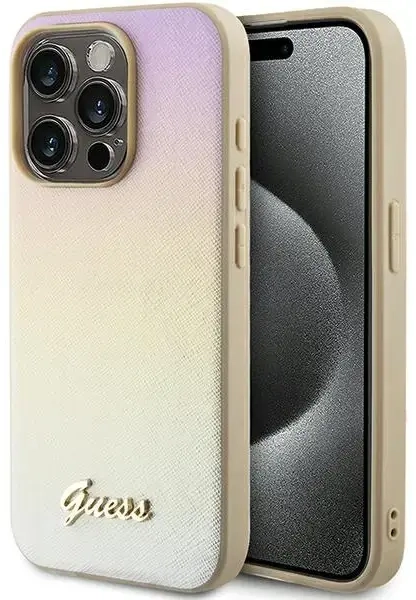 Guess GUHCP14XPSAIRSD iPhone 14 Pro Max 6.7" złoty|gold hardcase Saffiano Iridescent Script