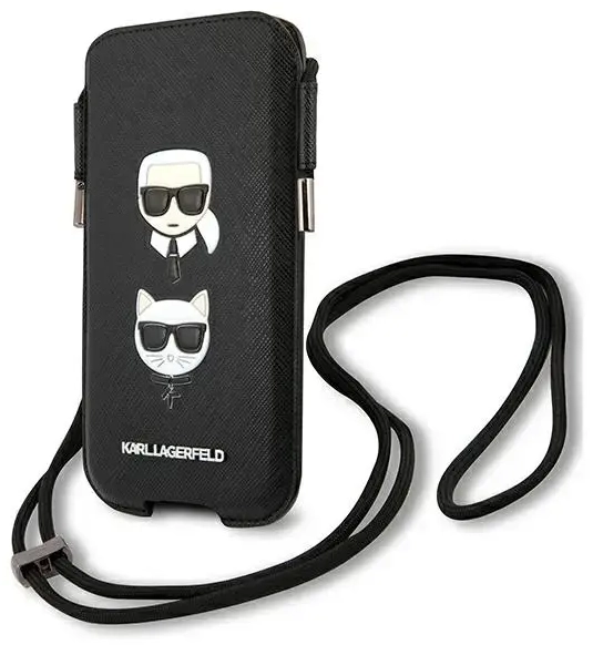 Karl Lagerfeld Choupette Head Saffiano PU dėklas L juodas