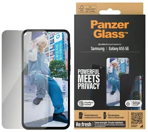 PanzerGlass Ultra-Wide Fit Samsung A55 5G A556 privaatsust kaitsev ekraanikaitse, Easy Aligner kaasas P7358