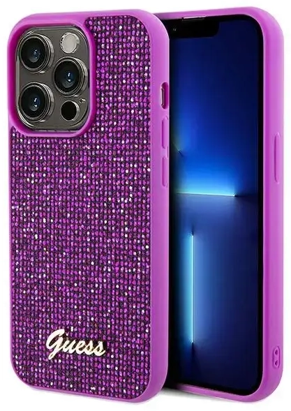 Guess GUHCP14LPMSDGSF iPhone 14 Pro 6.1" fuksijos spalvos kietas dėklas Disco Metal Script