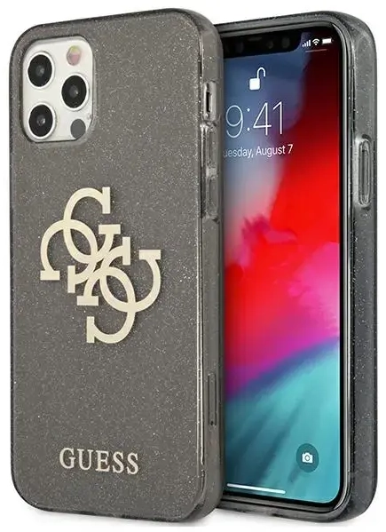 Guess GUHCP12LPCUGL4GBK iPhone 12 Pro Max 6,7" czarny|black hard case Glitter 4G Big Logo