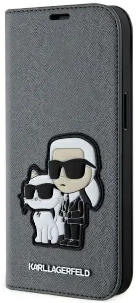 Karl Lagerfeld KLBKP14SSANKCPG iPhone 14 6.1" bookcase srebrny|silver Saffiano Karl & Choupette