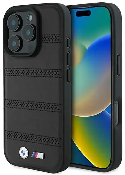 BMW BMHMP16L23PUSPK iPhone 16 Pro 6.3" czarny|black hardcase M Perforated And Stitched Line MagSafe