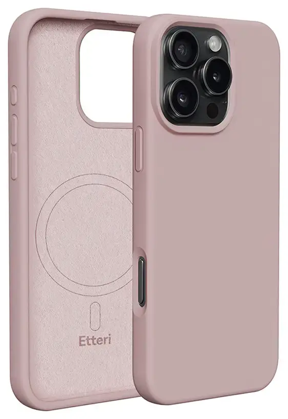 Etteri Silicone telefono dėklas su MagSafe palaikymu iPhone 17 rožinis
