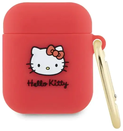Hello Kitty HKA23DKHSF Airpods 1|2 cover fuksja|fuschia Silicone 3D Kitty Head