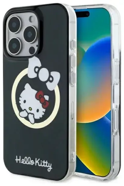 Hello Kitty HKHMP16LHFLBK iPhone 16 Pro 6,3" czarny|black hardcase IML Fun bow Magsafe