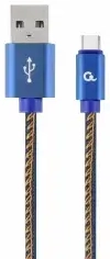 Gembird Premium denim andmeedastus- ja laadimiskaabel | USB-A kuni USB-C | 2m | sinine