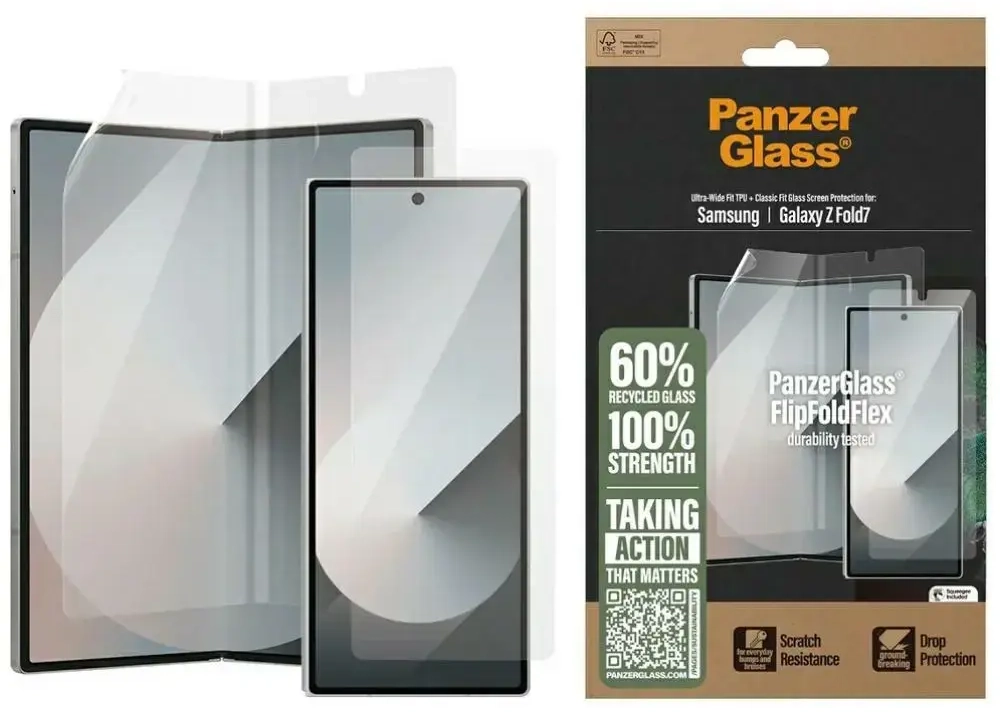 Protective Set PanzerGlass FlipFoldFlex 2-in-1 Classic Fit Glass + Ultra-Wide Fit TPU Film for Samsu