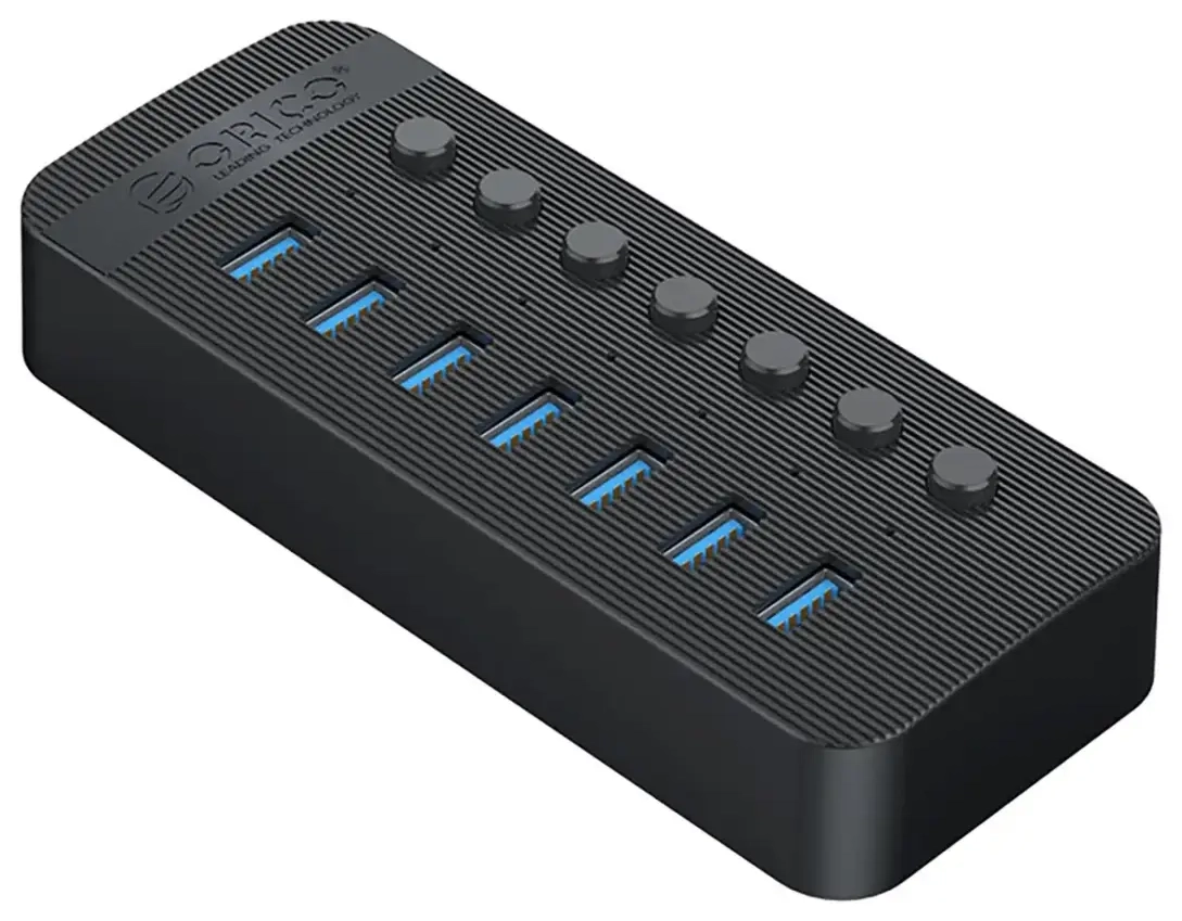 Orico CT2U3-7AB 7x USB-A 3.0 Hub with Switches - Black