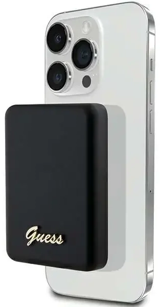 Guess Metal Script Logo ārējais akumulators (powerbank) | 3000 mAh | 5W | USB-C, MagSafe | melns